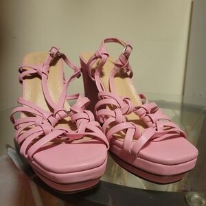 ☀️ Chase + Chloe Pink Wedge Sandals